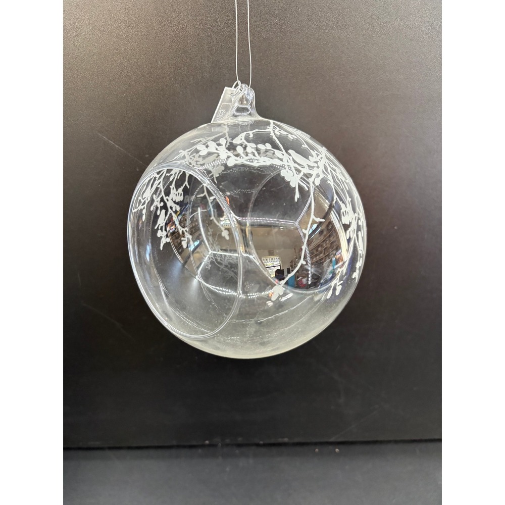 Rader Glass Ball Etched White Clear Terrarium 4.5 inch